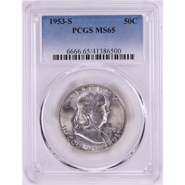 1953-S Franklin Half Dollar Coin PCGS MS65