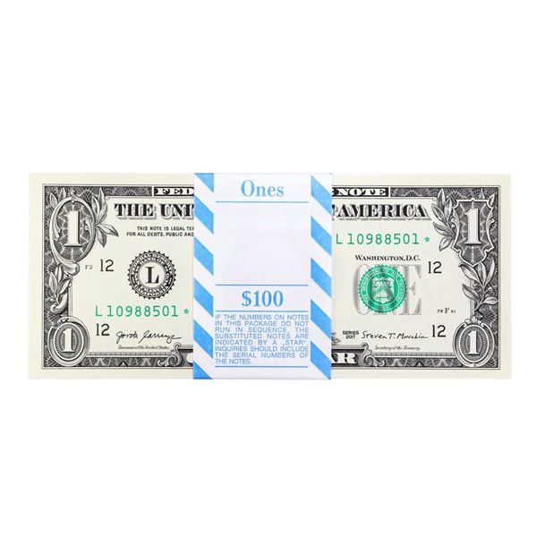 Pack of (100) Consecutive 2013 $1 Federal Reserve STAR Notes San Francisco