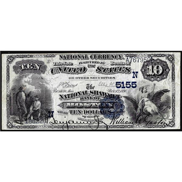 1882DB $10 National Shawmit Bank of Boston, MA CH# 5155 National Currency Note