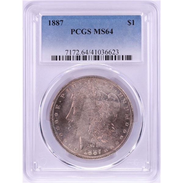1887 $1 Morgan Silver Dollar Coin PCGS MS64 Nice Toning