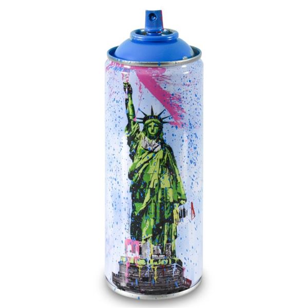 Mr. Brainwash "Liberty (Cyan)" Hand Painted on Spray Can