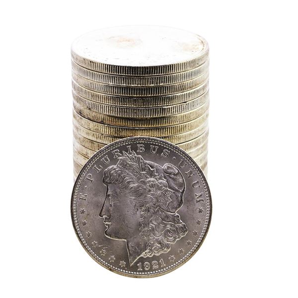 Roll of (20) Brilliant Uncirculated 1921 $1 Morgan Silver Dollar Coins