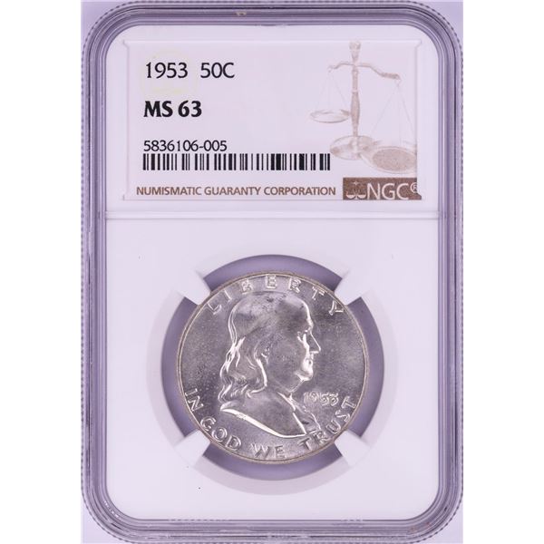1953 Franklin Half Dollar Coin NGC MS63