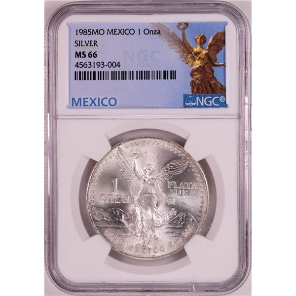 1985Mo Mexico 1 Onza Libertad Silver Coin NGC MS66