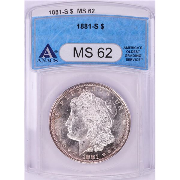 1881-S $1 Morgan Silver Dollar Coin ANACS MS62