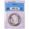 Image 1 : 1881-S $1 Morgan Silver Dollar Coin ANACS MS62
