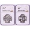 Image 1 : Lot of (2) 1952 Franklin Half Dollar Coins NGC MS63