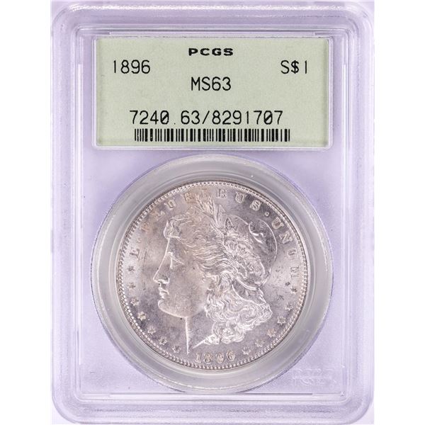 1896 $1 Morgan Silver Dollar Coin PCGS MS63 Old Green Holder