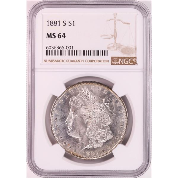 1881-S $1 Morgan Silver Dollar Coin NGC MS64 Great Toning