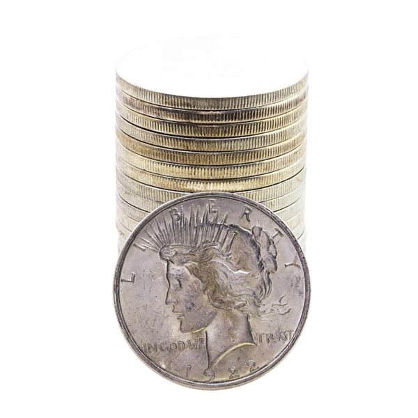 Roll of (20) Brilliant Uncirculated 1922 $1 Peace Silver Dollar Coins