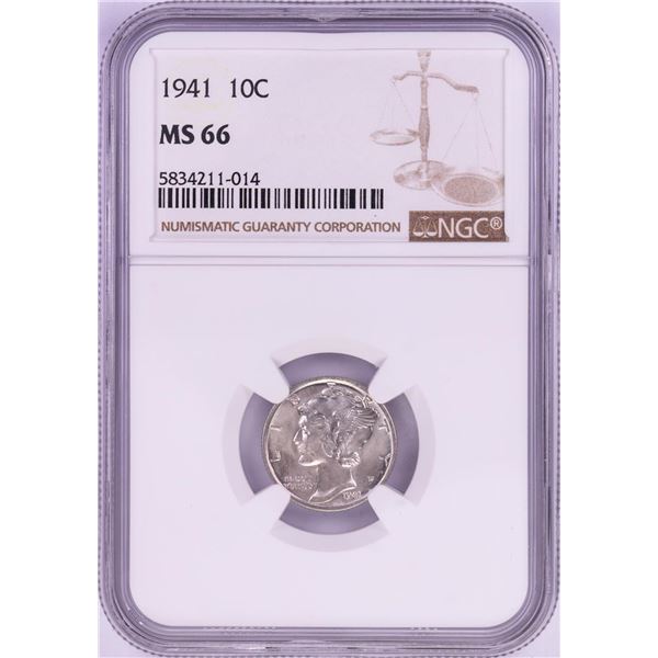 1941 Mercury Dime Coin NGC MS66