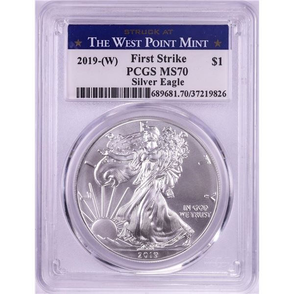 2019-(W) $1 American Silver Eagle Coin PCGS MS70 First Strike