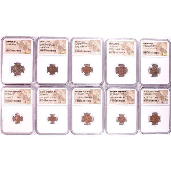 Lot of (10) Ancient Roman Empire Coins NGC Certified