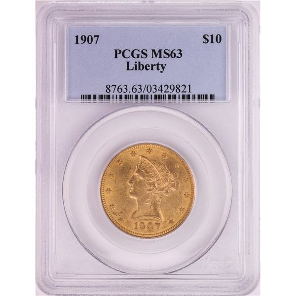 1907 $10 Liberty Head Eagle Gold Coin PCGS MS63