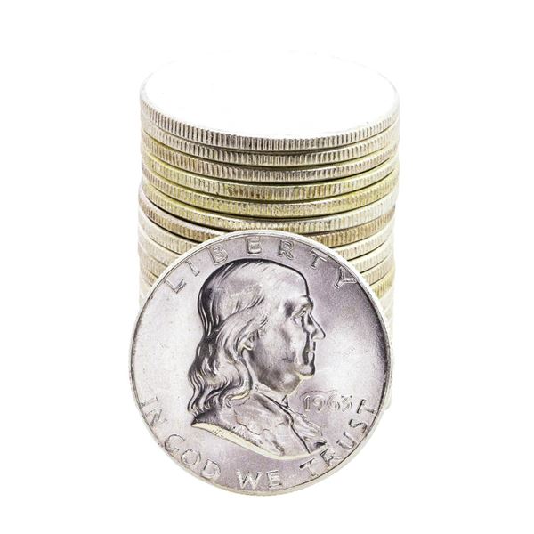 Roll of (20) Brilliant Uncirculated 1963 Franklin Half Dollar Coins