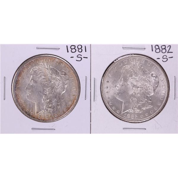 Lot of 1881-S & 1882-S $1 Morgan Silver Dollar Coins