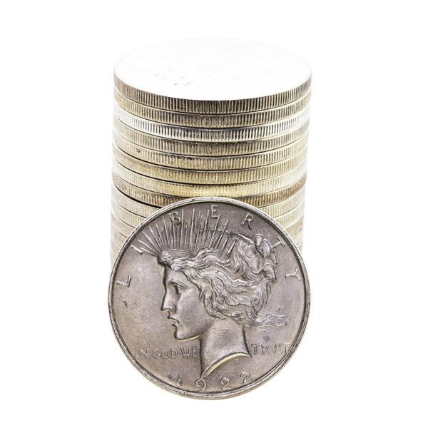 Roll of (20) Brilliant Uncirculated 1922 $1 Peace Silver Dollar Coins