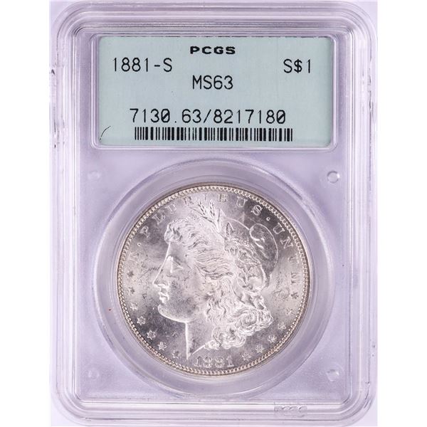 1881-S $1 Morgan Silver Dollar Coin PCGS MS63 Old Green Holder