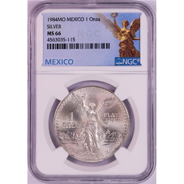 1984Mo Mexico 1 Onza Libertad Silver Coin NGC MS66