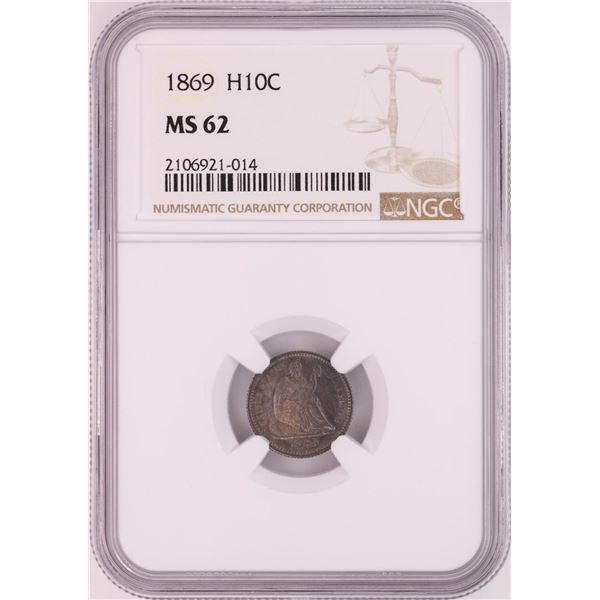 1869 Seated Liberty Half Dime Coin NGC MS62