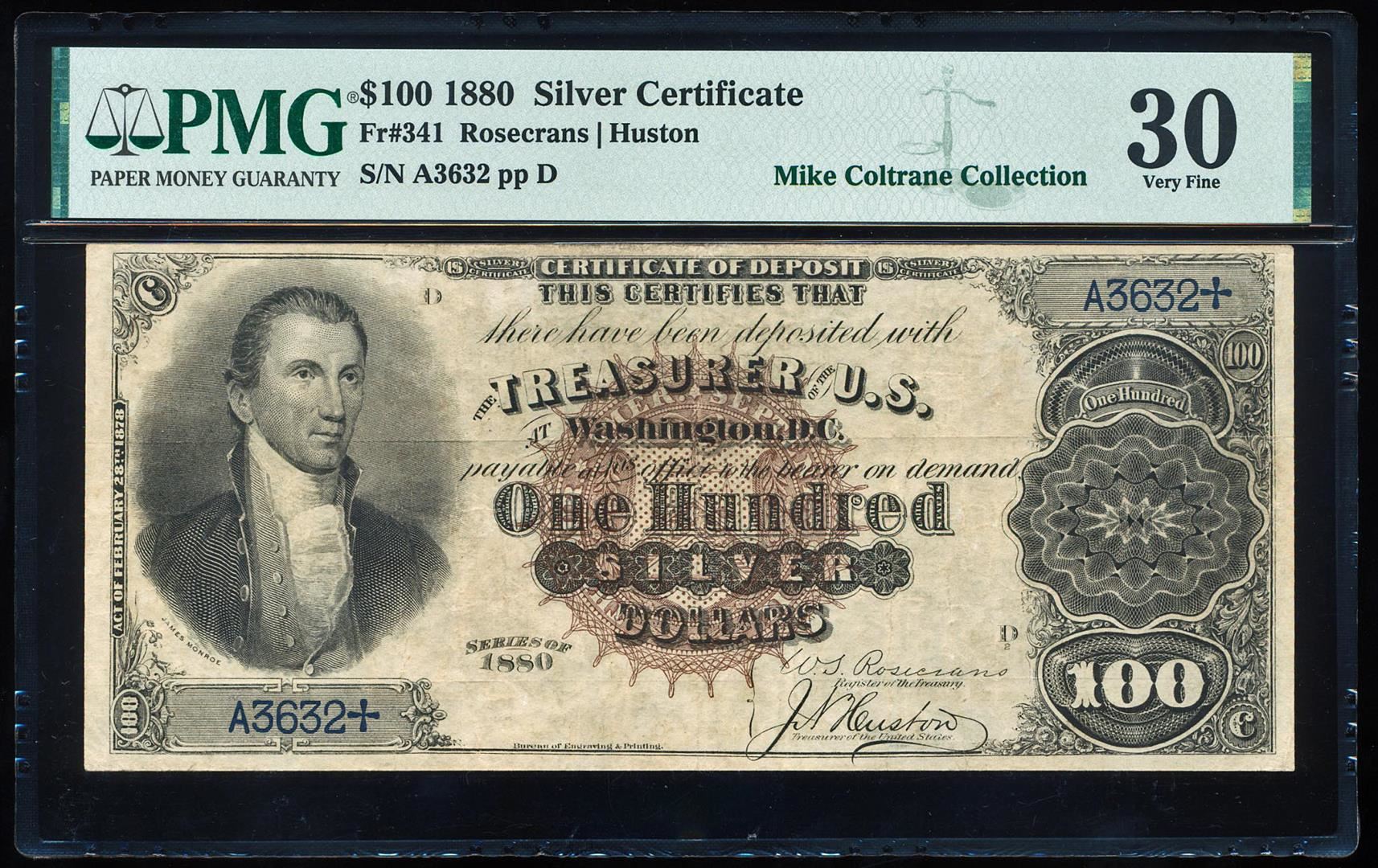1880 $100 Silver Certificate Note Fr.341 PMG Very Fine 30