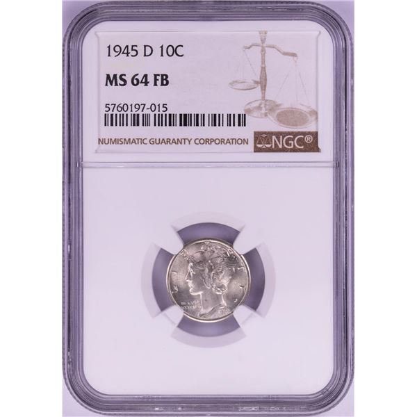 1945-D Mercury Dime Coin NGC MS64FB