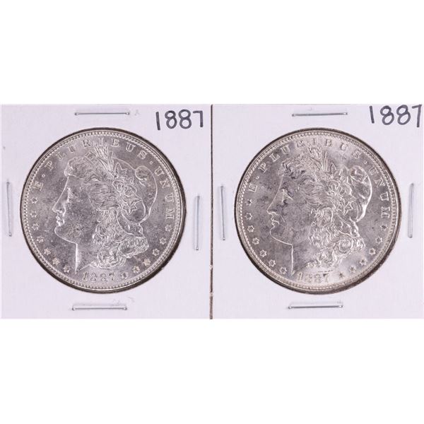 Lot of (2) 1887 $1 Morgan Silver Dollar Coins