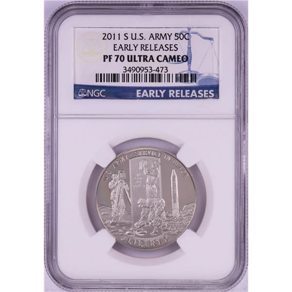2011-S $1 Proof U.S. Army Half Dollar Coin NGC PF70 Ultra Cameo Early Releases