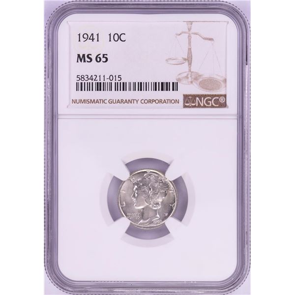 1941 Mercury Dime Coin NGC MS65
