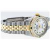 Image 2 : Rolex Men's Two Tone Stainless Steel & Gold MOP Emerald String Diamond Datejust Watch