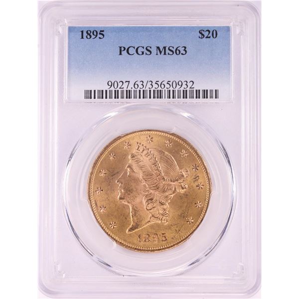 1895 $20 Liberty Head Double Eagle Gold Coin PCGS MS63