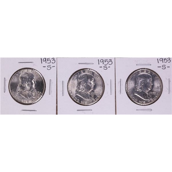 Lot of (3) 1953-S Franklin Half Dollar Coins