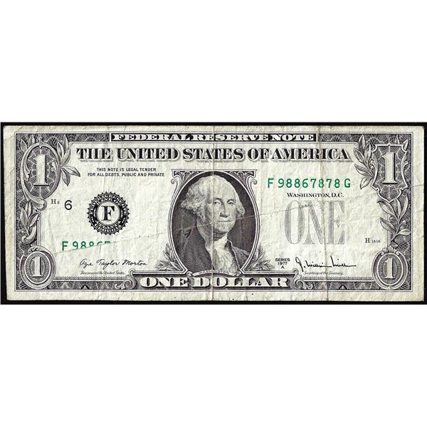 1977A $1 Federal Reserve Fold Over Obstructed Printing ERROR Note