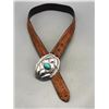 Image 2 : Sterling Silver and Turquoise Belt Buckle with Alligator Leather Belt