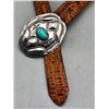 Image 3 : Sterling Silver and Turquoise Belt Buckle with Alligator Leather Belt