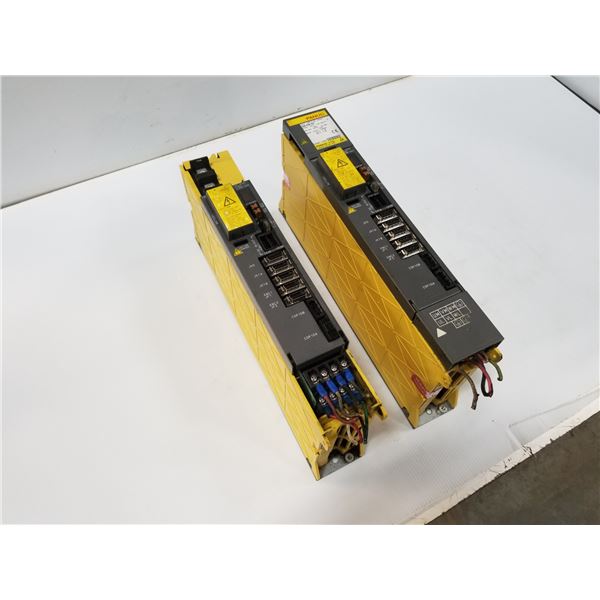 (2) FANUC A06B-6096-H201 SERVO AMPLIFER MODULE (MISSING COVERS/PART#)*SEE PICS FOR DETAILS*