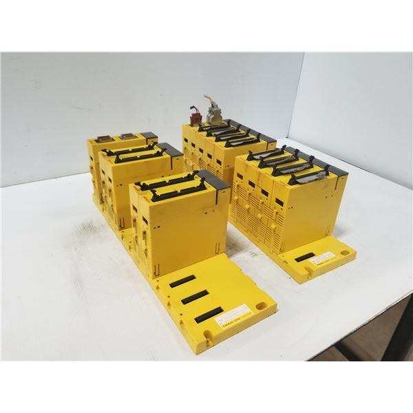 LOT OF FANUC A03B-0807-C001 10 SLOT MODULE BASE W/ MODULES *SEE PICS FOR DETAILS*