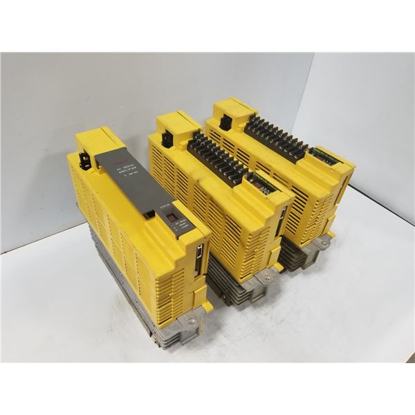 (3) FANUC A06B-6066-H006 SERVO AMPLIFIER (COVERS MISSING)