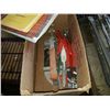 Image 2 : Box and metal tray of tile working tools