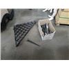 Image 1 : Box of gridwall shelf hooks and mobile gridwall triangle bases