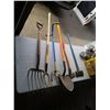 Image 1 : LOT OF AXES, PITCHFORK, GARDEN TOOLS, SHOVEL
