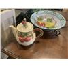 Image 4 : 2 TRAYS OF KITCHEN ITEMS, SERVING PIECES, TEAPOT, CAR DECANTER