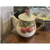 Image 5 : 2 TRAYS OF KITCHEN ITEMS, SERVING PIECES, TEAPOT, CAR DECANTER