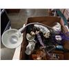 Image 2 : BOX OF DECORATIONS, TABLE LAMP, BUDDAH, ART GLASS BASKET
