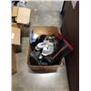 Image 1 : BOX OF NEW SHOES, TOOTHBRUSHES, ETC