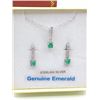 Image 1 : STERLING SILVER EARRINGS AND PENDANT SET W/ GENUINE EMERALD, ACCENTED CZ, AND CHAIN W/ APPRAISAL $81