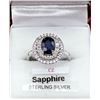 Image 1 : STERLING SILVER RING SET W/ GENUINE SAPPHIRE AND 48 CZ W/ APPRAISAL $935