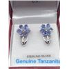 Image 1 : STERLING SILVER FLOWER DESIGN TANZANITE EARRINGS W/ APPRAISAL $920
