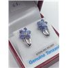 Image 2 : STERLING SILVER FLOWER DESIGN TANZANITE EARRINGS W/ APPRAISAL $920