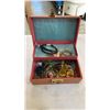 Image 3 : 2 LEATHER AND 1 WOOD JEWELLERY BOXES W/ CONTENTS